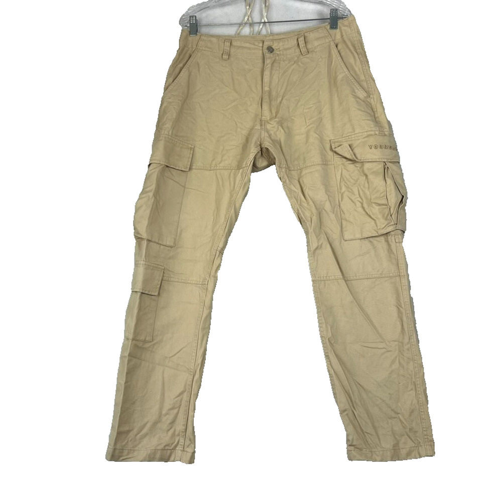 YoungLA Cargo Pants Mens Large Beige Cotton Outdoor Hiking Trail 34x29